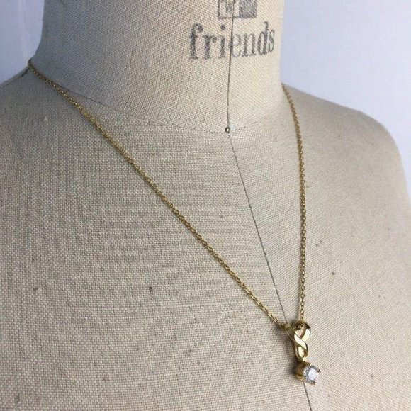 Gold Tone Cubic Zirconia Necklace - Picture 3 of 5